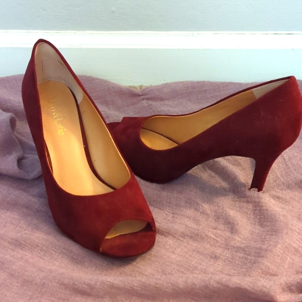 Suede Peep Toe Heels